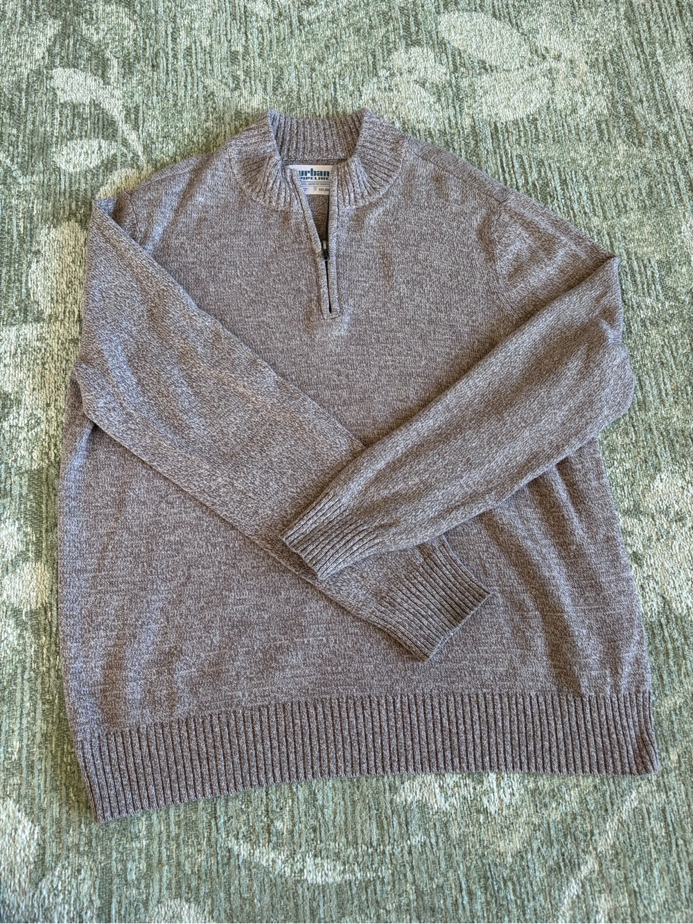 XXL men’s Heather Brown Quarter-Zip Sweater